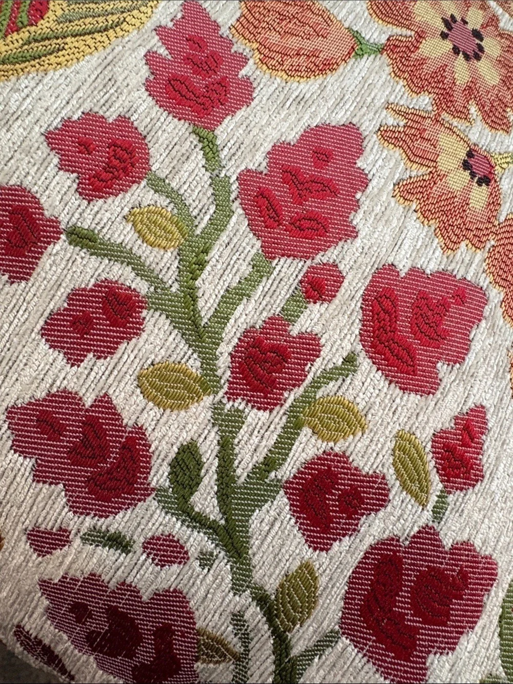 Floral Embroidered Toss Pillow - Multi fall colors 19” square